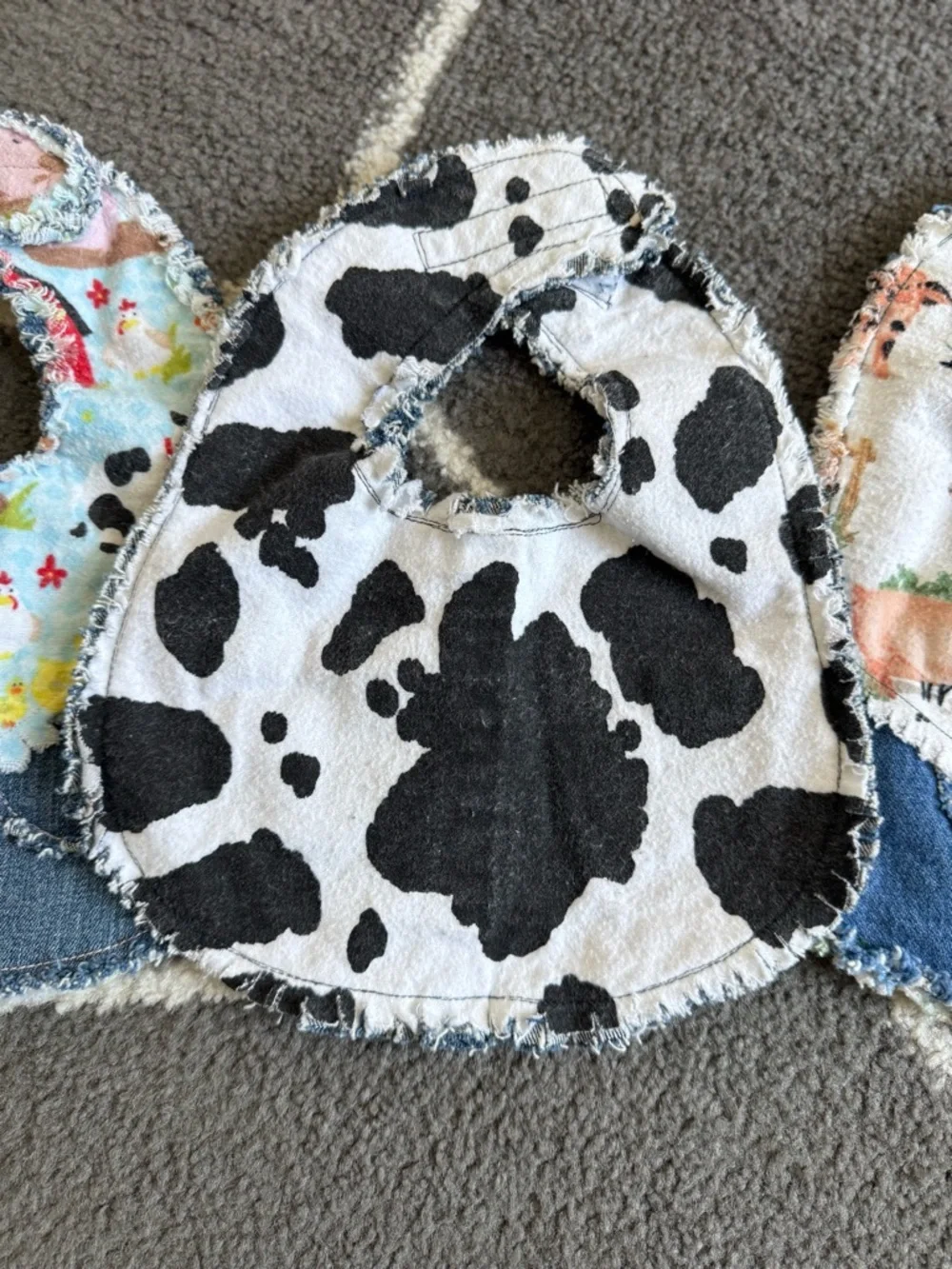 Handmade Farm Animal Baby Bibs -set of 3